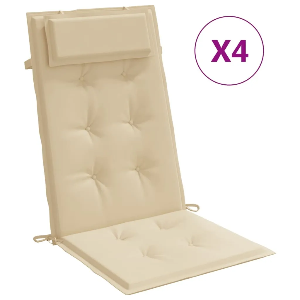 Assise de chaise de jardin haut dossier lot de 4 coussins Oxford beige