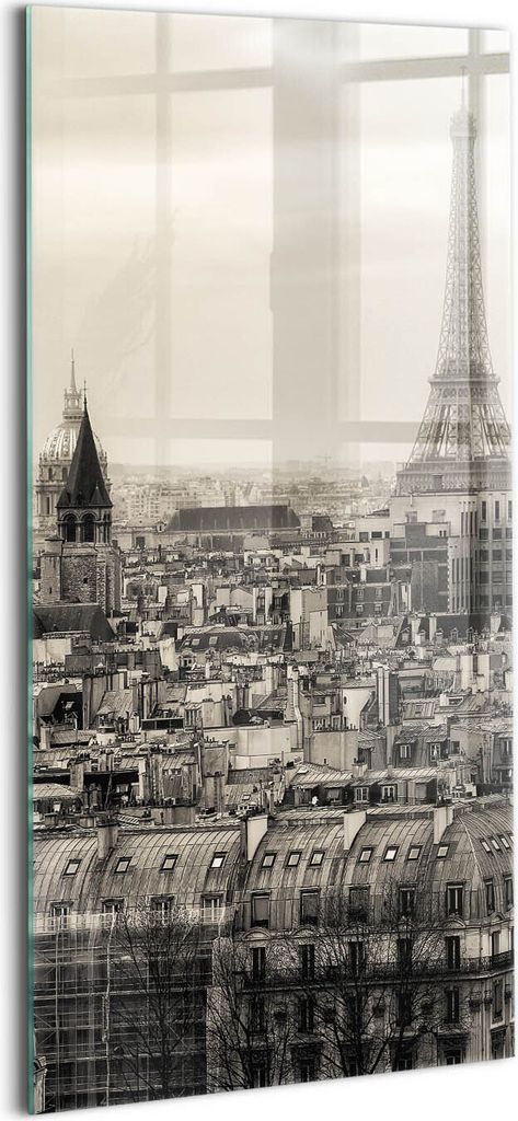 Designer Glasbild - Wandbild - Glas Bild - 60x120 cm - Landschaft Von Paris Und Dem Eiffelturm