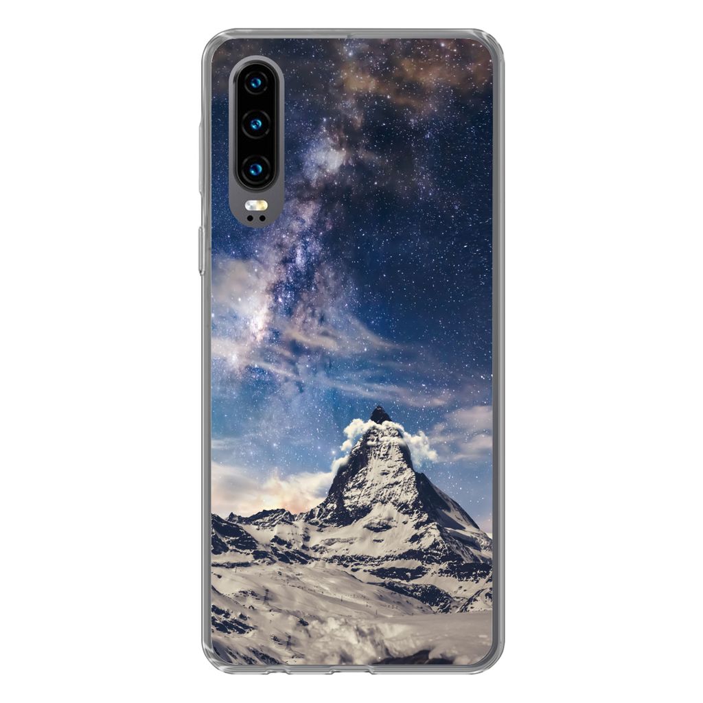 MuchoWow Handyhülle Schutzhülle Hülle für Huawei P30 Berge - Sterne - Universum - Jungen - Mädchen - Kinder Silikon Softcase Handy Hülle - ...