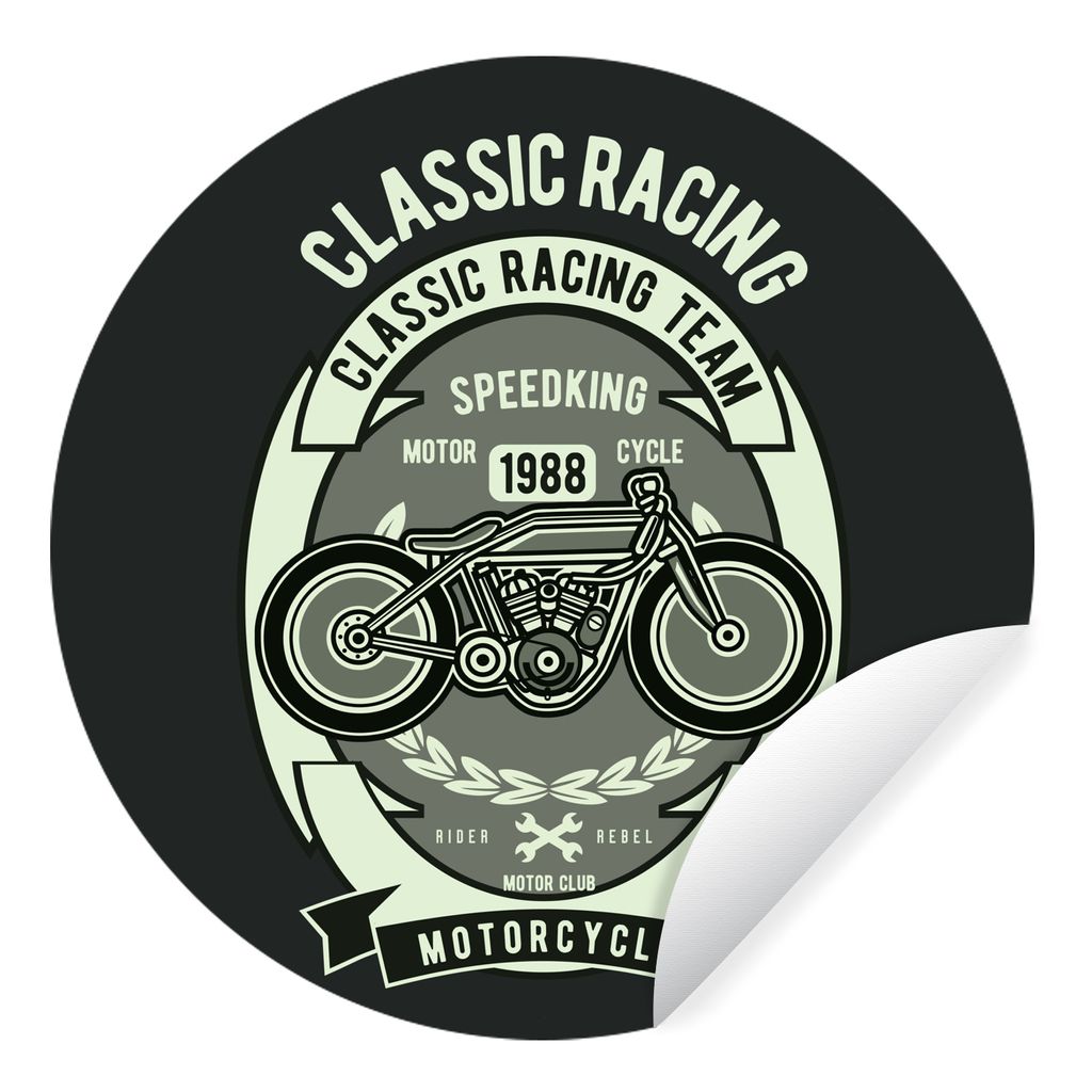 MuchoWow Runde Wandtattoo - Wandsticker Tapete Aufkleber Motorrad - Briefe - Vintage - Zitat Ø 30 cm Selbstklebend und Repositionierbar - Wandau...