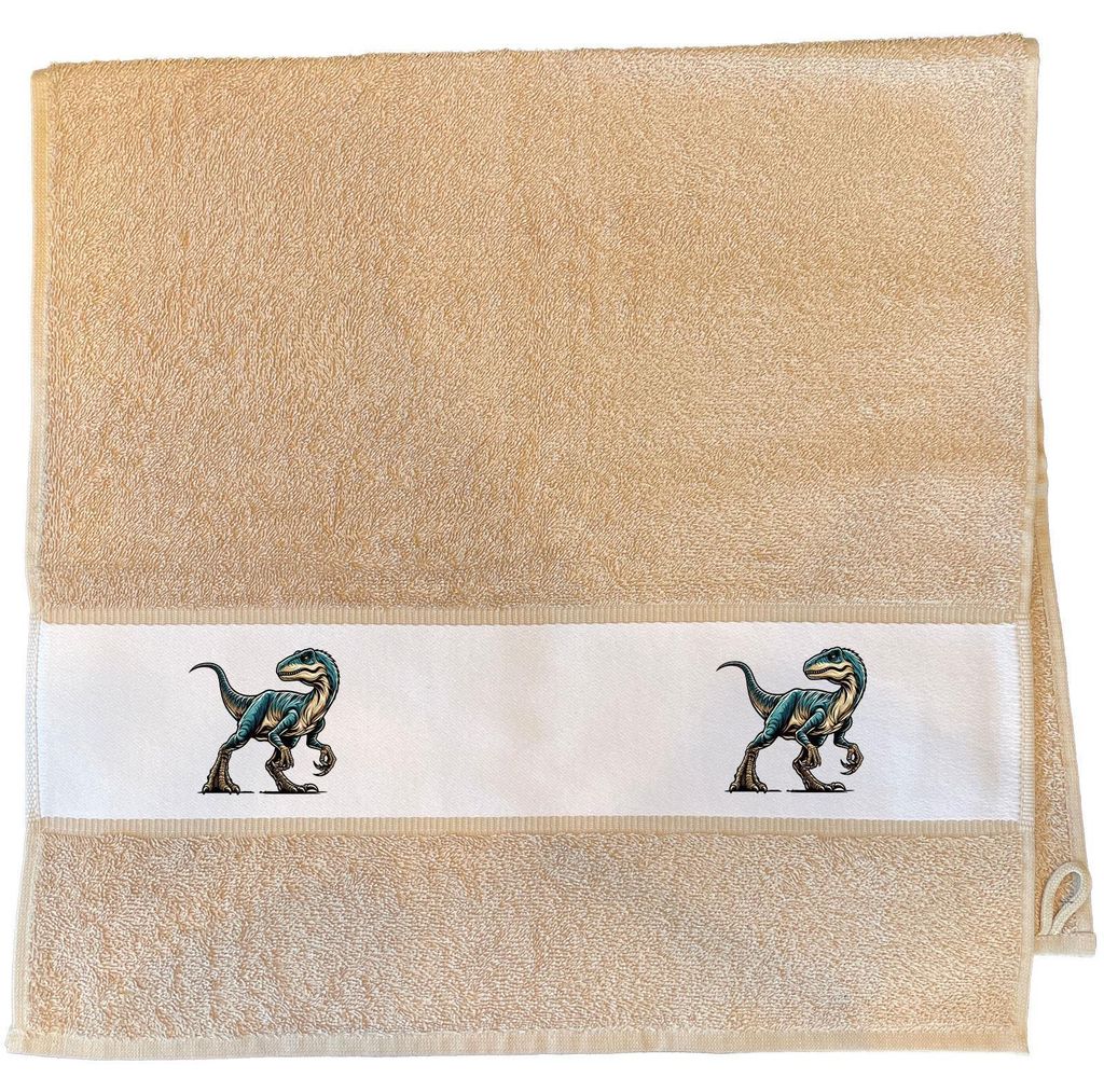 Huuraa Handtuch Velociraptor Dinosaurier 50x100cm Sand Baumwolle Handtuch Geschenkidee