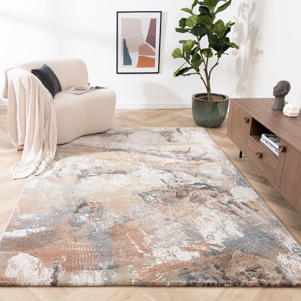 Teppich Abstrakt - Xavier Brush Grau Bunt - 200x290 cm - Wohnzimmer, Esszimmer, Schlafzimmer - FRAAI | Home & Living - Klassik, Industrielle, Modern