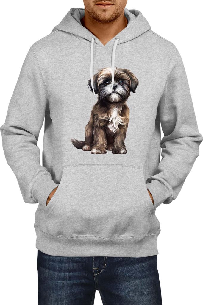 Herren Kapuzenpullover Dogs Breeds Shih Tzu Dog Breed 006, Man XL / Grau