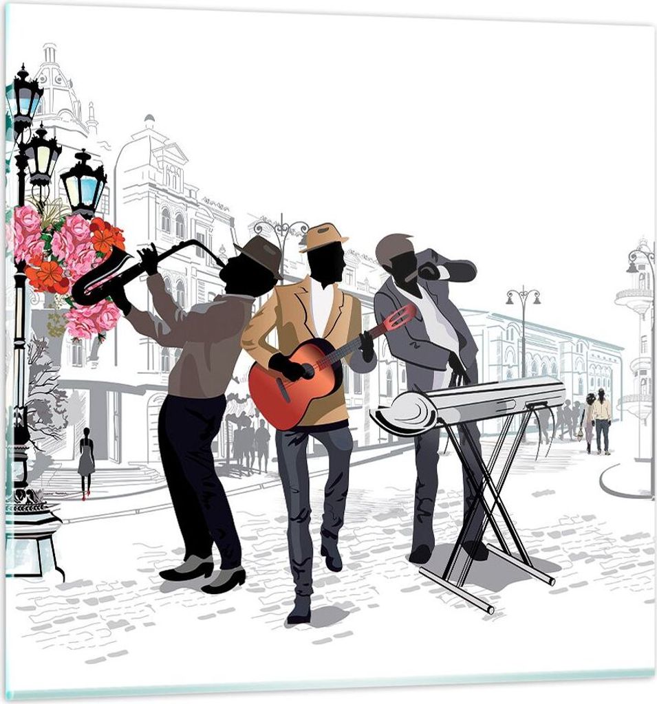 Bilder auf glas - Musik Instrumente Straße Stadt - 70x70cm - Glasbilder - Wandbilder - Kunstdruck - zum Aufhängen bereit - Wanddekoration aus Gla...