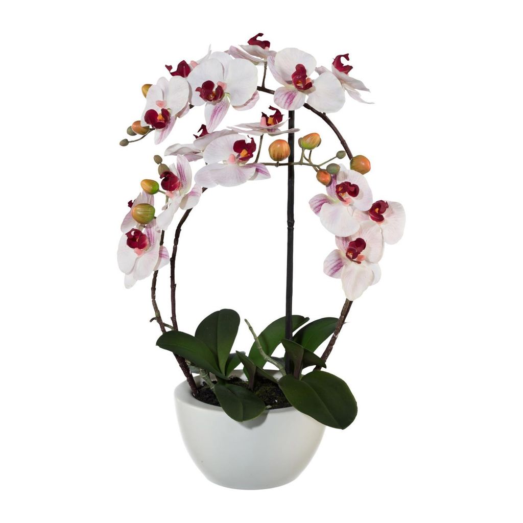 künstliche Orchidee REAL TOUCH mit 3D Print H. 52cm rosa in weißem Topf GASPER