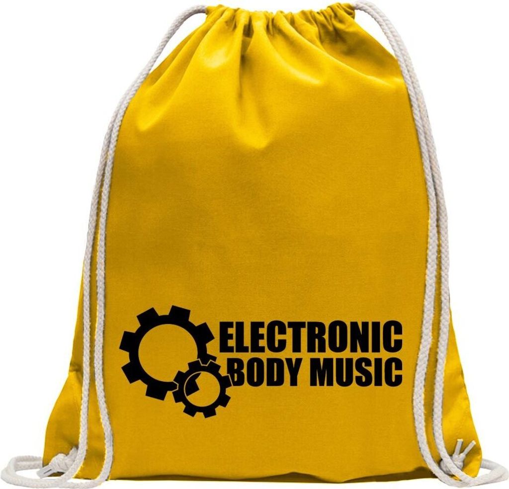 Kiwistar - Turnbeutel - gelb - Elektronic Body Music - EBM Zahnrad - Fun Rucksack Sport Beutel Gymsack Baumwolle mit Ziehgurt