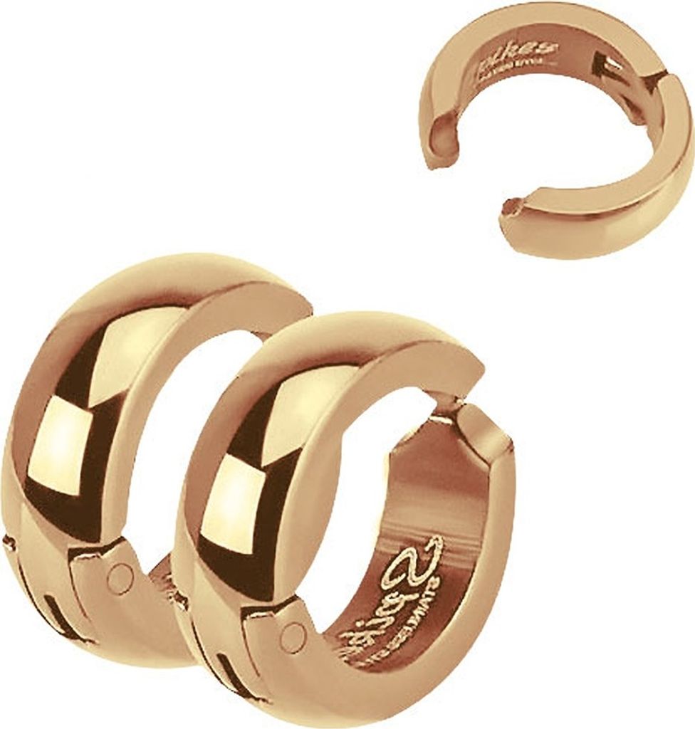 Creolen Clip Ohrringe Edelstahl Herren Damen Fake Klappcreolen Ohrclip rosegold