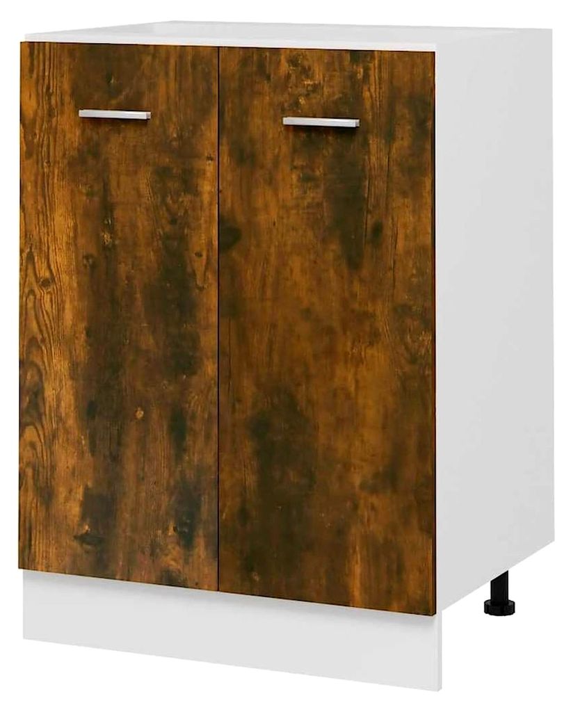 Küchenunterschrank Räuchereiche 60x46x81,5 cm Holzwerkstoff mit 2 Türen