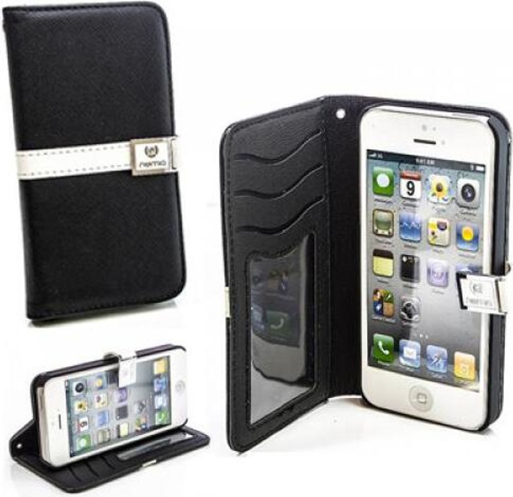 Apple iPhone 5 Numia Bookstyle Slim Schwarz-Weiss