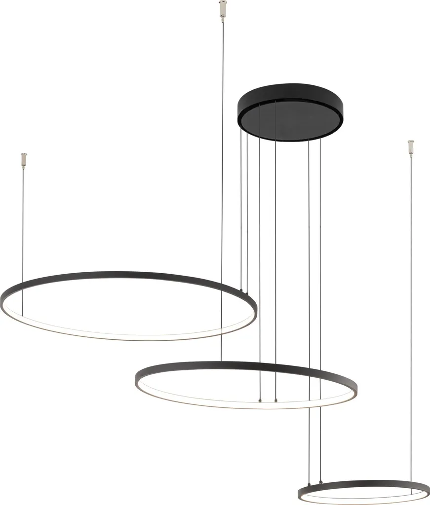 Suspension circulaire design CIRCOLO en aluminium noir LED 1600 lumens