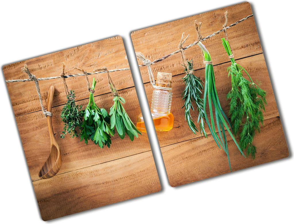 Tulup Glas Herdabdeckplatte - 2x40x52 cm - Glaskeramikkochfeld-Abdeckung Spritzschutz Glasabdeckplatte Kochplattenabdeckung und Schneidebrett - Zwe...