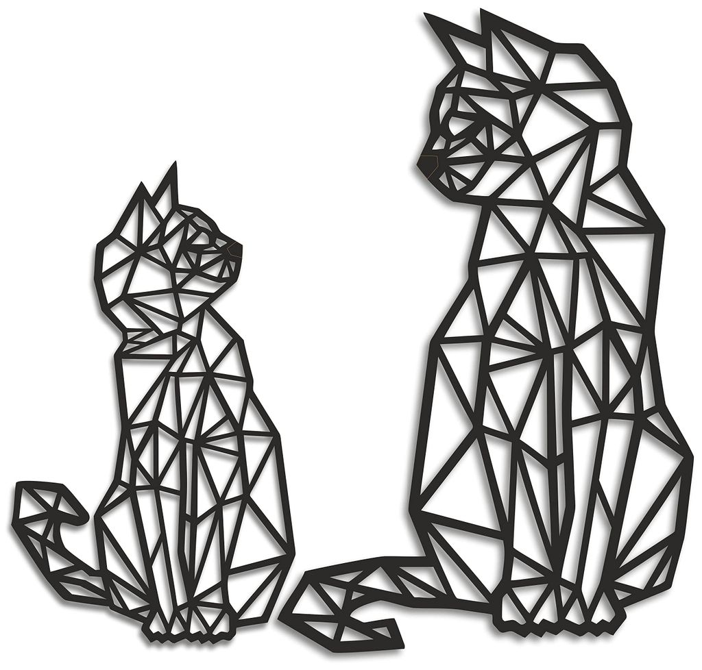 Schild: Schwarze Katzen. Wanddekoration aus Holz mit Katzenmotiv. Wandkunst. Dekorative Wanddekoration. Geometrische Wandornamente. Hängende Wandd...