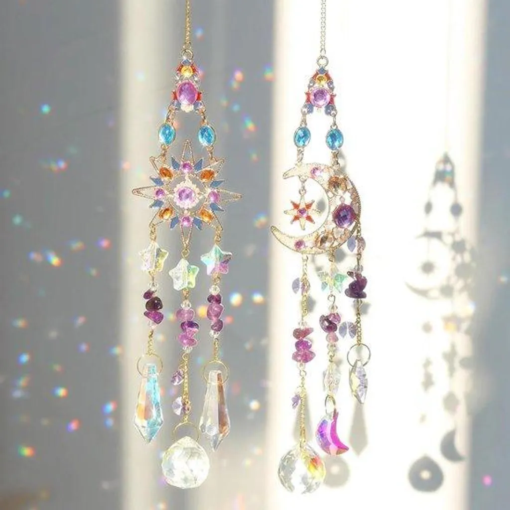 Rideau cristal arc-en-ciel scintillant - Lot de 2 prismes décoratifs