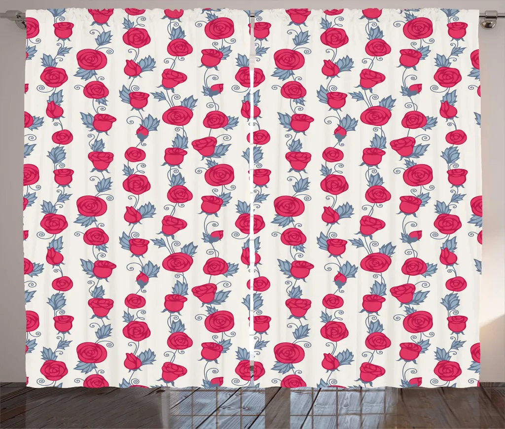 Rideaux de Salon à Motifs Fleurs avec Ruban Universel 280x225 cm