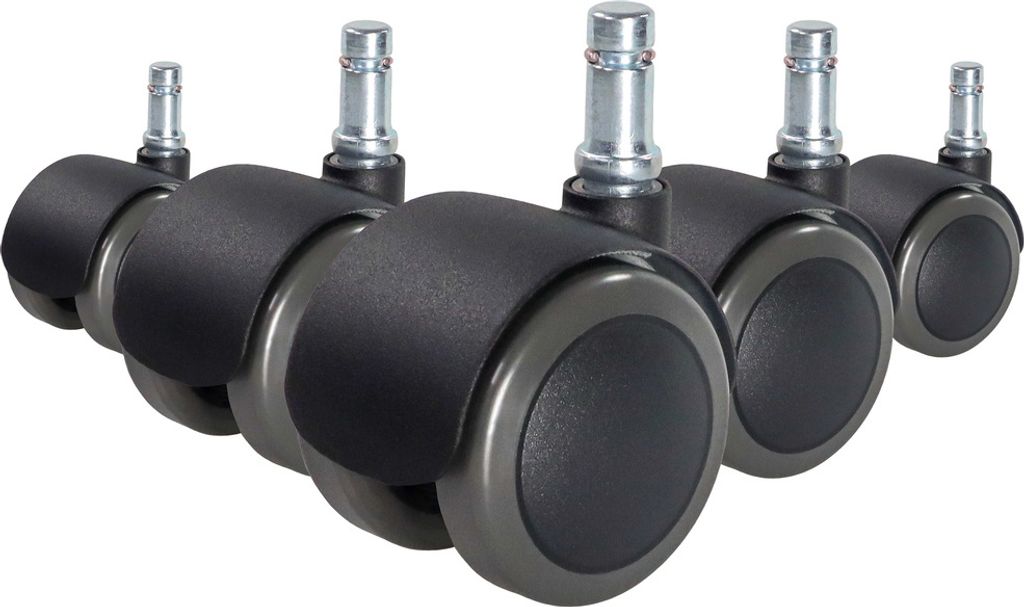 hjh OFFICE Stuhlrollen 5x ROLO FIX 11mm/50mm Ersatz Rollen Bürostuhl für Parkett, Laminat, Fliesen oder Steinboden