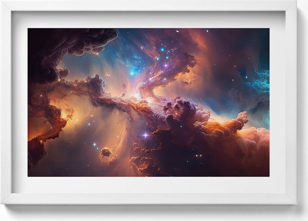 Kosmos Sternenwelt– Wandbild mit Rahmen – Gerahmtes Bild – Wanddekoration – 60x40 cm – Schwarz Rahmen