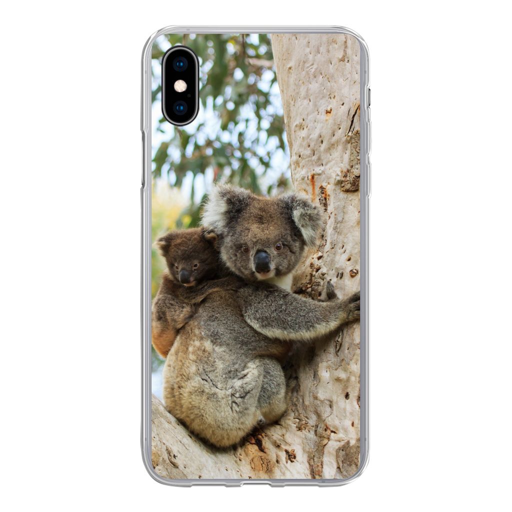 MuchoWow Handyhülle Schutzhülle Hülle für iPhone Xs Koalas - Kind - Baum - Jungen - Mädchen Silikon Softcase Handy Hülle - Handytasche