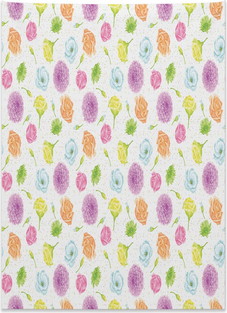Abakuhaus Gänseblümchen Wandteppich, Zarte Blumen Skizze aus Weiches Mikrofaser Stoff Kein Verblassen Klare Farben Waschbar, 110 x 150 cm, Mehrfa...
