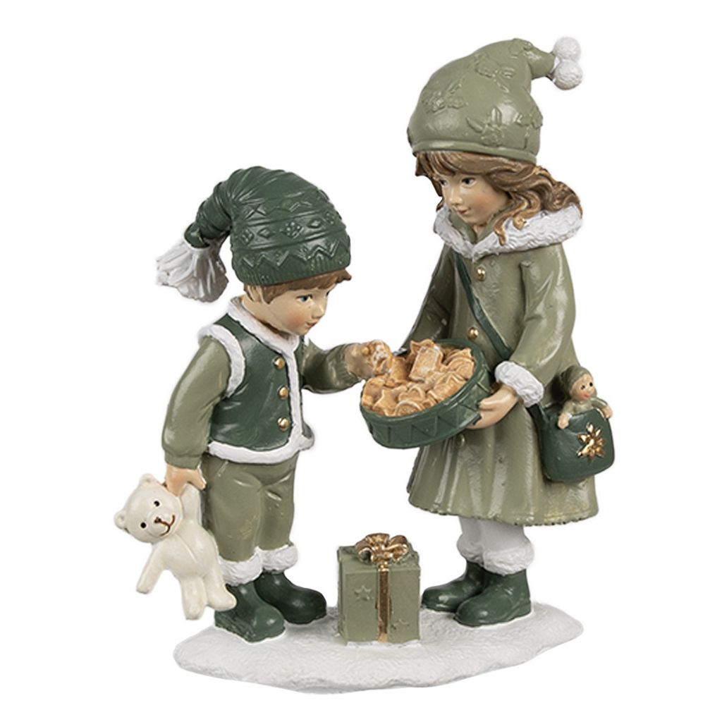 Clayre & Eef Dekorationsfigur Kinder 10x5x13 cm Grün Produktbild 