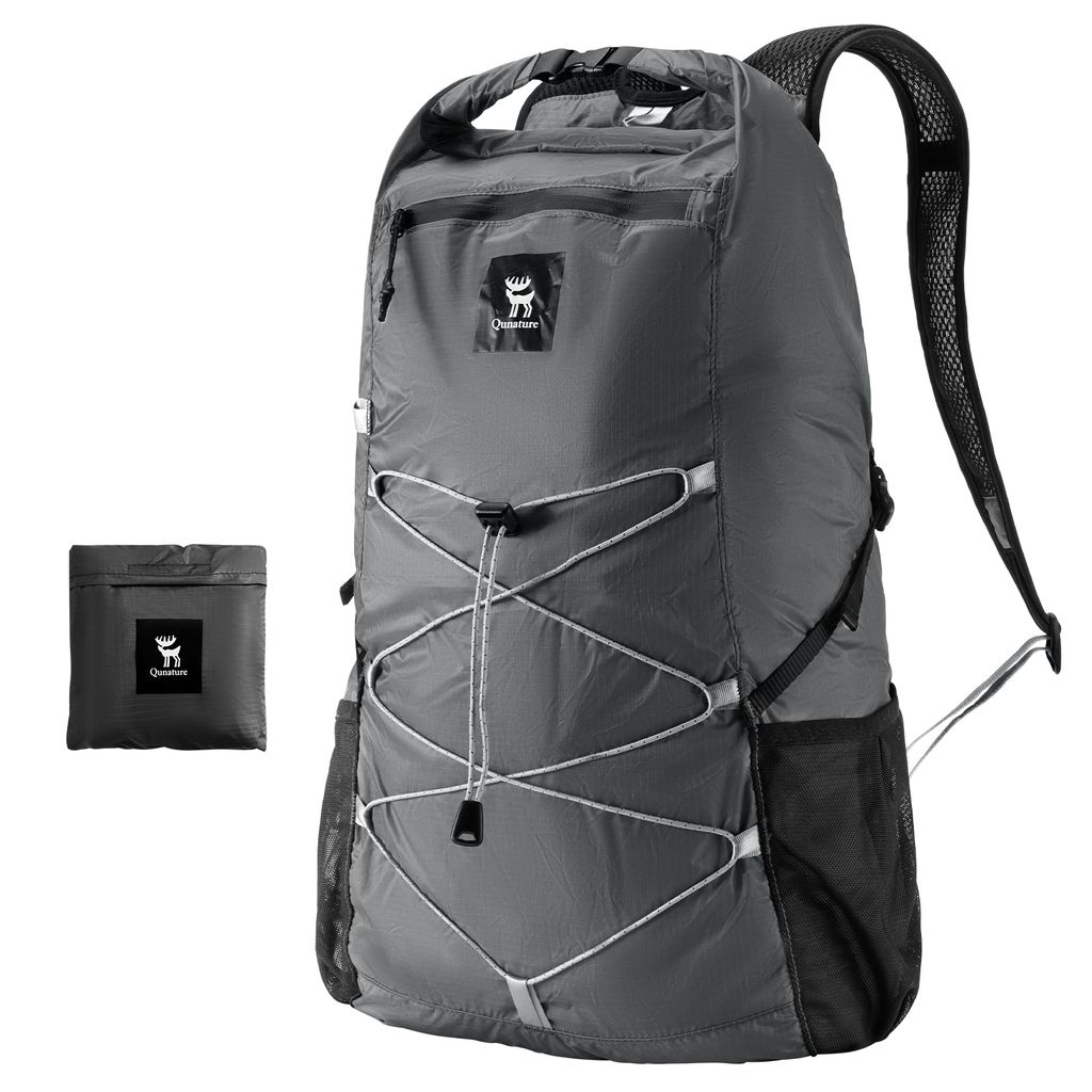 Qunature Faltbarer Rucksack 20L Wasserabweisend Multifunktionaler Tagesrucksack, Schwarz