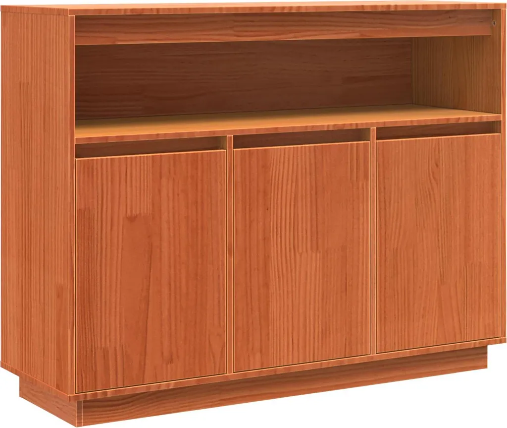 Bahut de Rangement en Bois Brun Cire 104cm - Buffet Bas Tradition