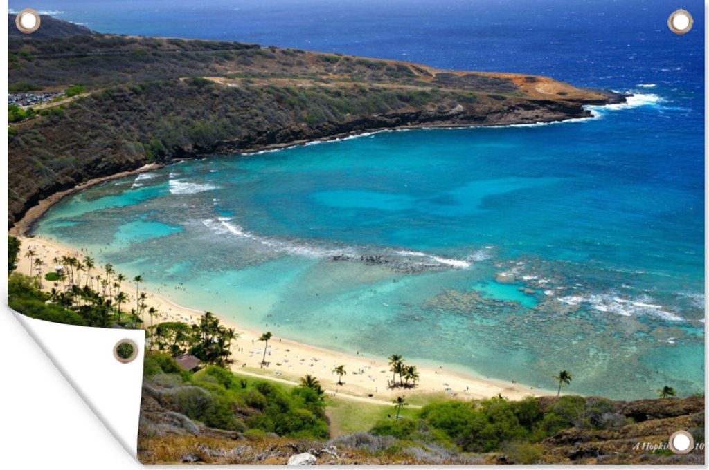 MuchoWow 60x40 cm Outdoor-Poster Gartendeko Sichtschutz Garten Poster für den Garten Strand in Honolulu, Insel Oahu in Hawaii
