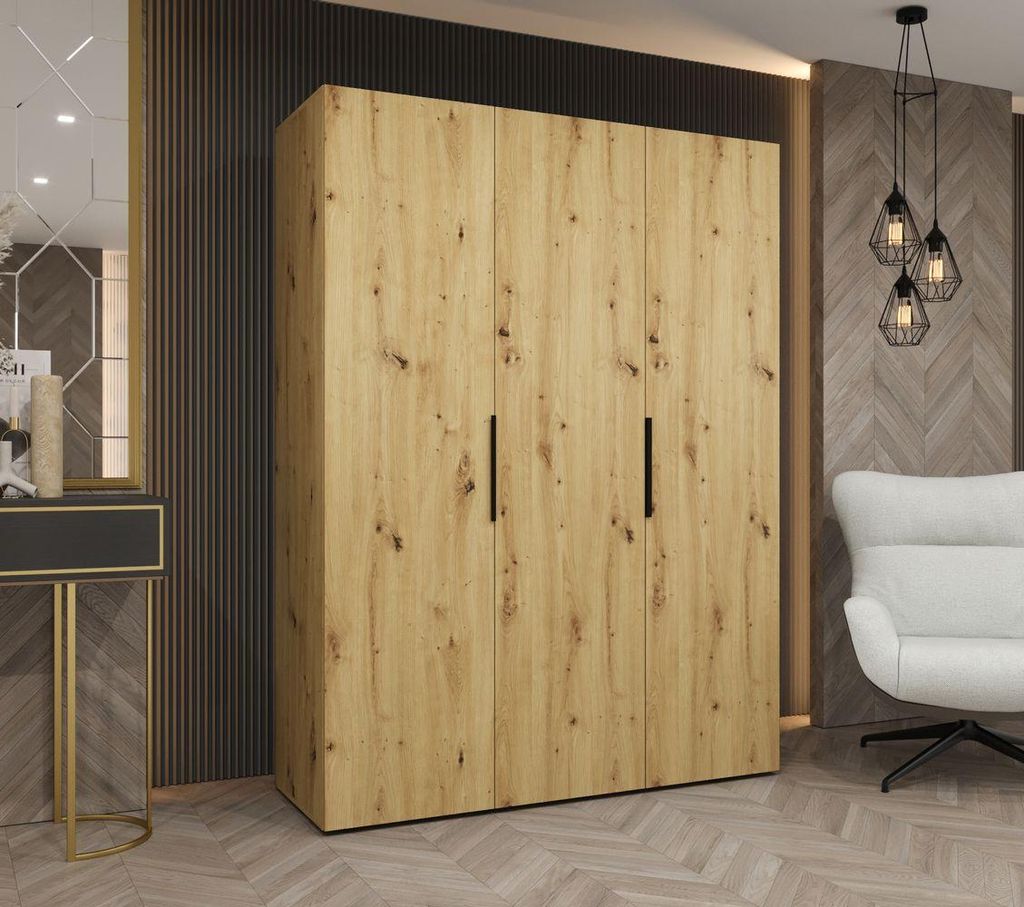 Kleiderschrank 150 cm TUANA - Eiche handwerklich / schwarz