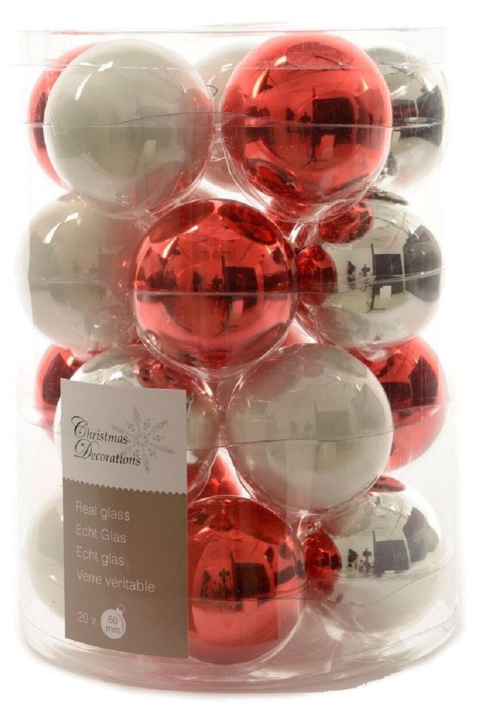 Weihnachtsbaumkugeln Glas Ø 6 cm 20 Stück mix emaille/matt Produktbild 