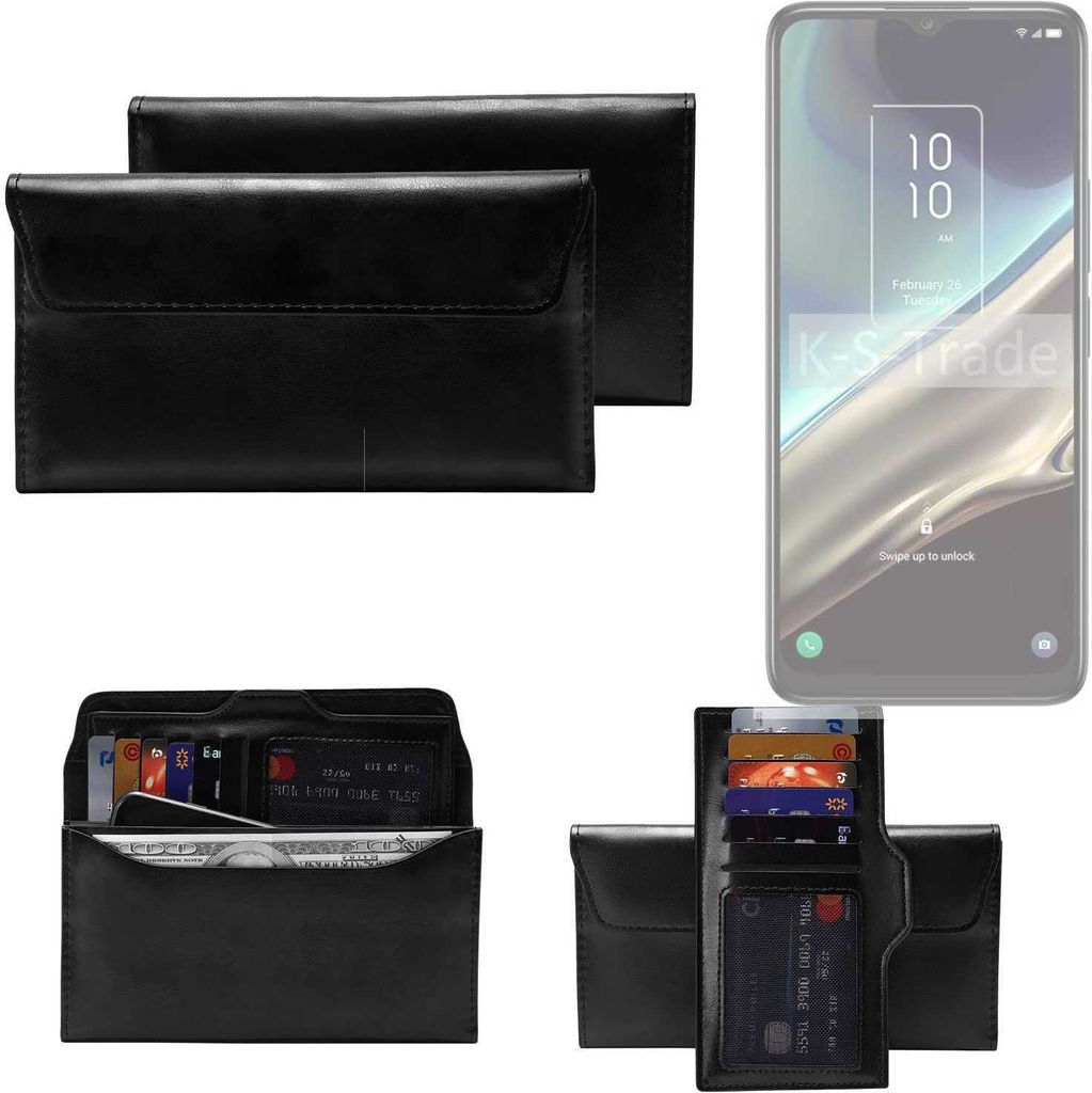 K-S-Trade Handy Hülle kompatibel mit TCL 406s Schutz Hülle Tasche Schutz Case Handytasche Kunstleder schwarz, 1x