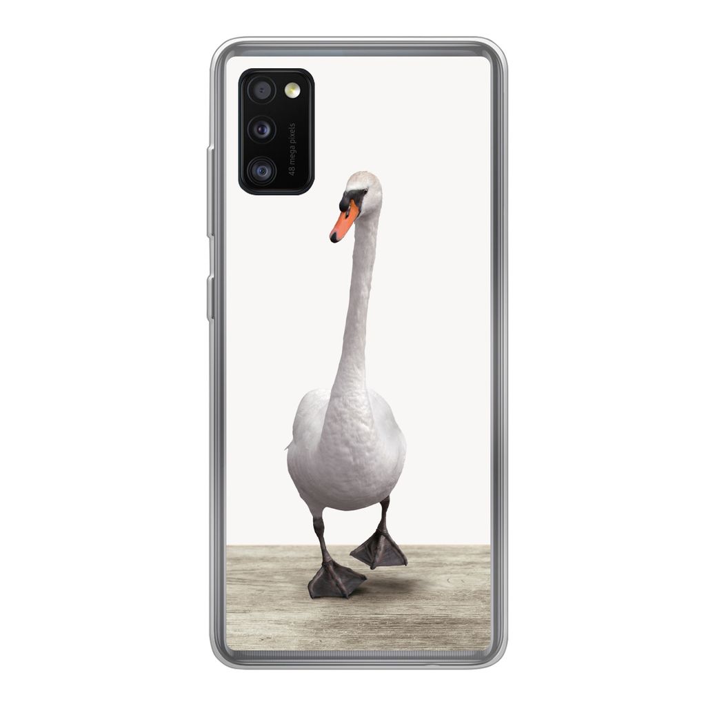 MuchoWow Handyhülle Schutzhülle Hülle für Samsung Galaxy A41 Schwan - Tiere - Vogel - Jungen - Mädchen - Kinder Silikon Softcase Handy Hüll...