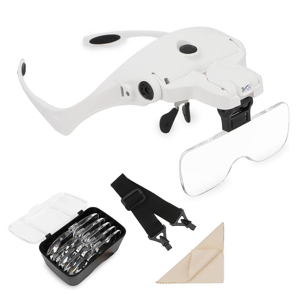 LED Uhrmacherlupe Lupenbrille Juwelier Lupe Brillenlupe Kopflupe 1.0X bis 3.5X