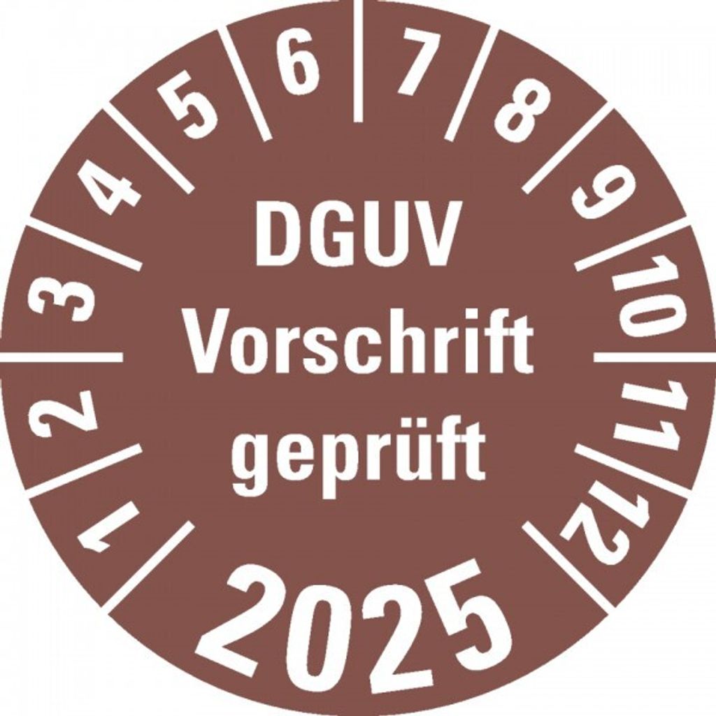 Dreifke Aufkleber I Prüfplakette DGUV Vorschrift 2025, braun, Doku.f...