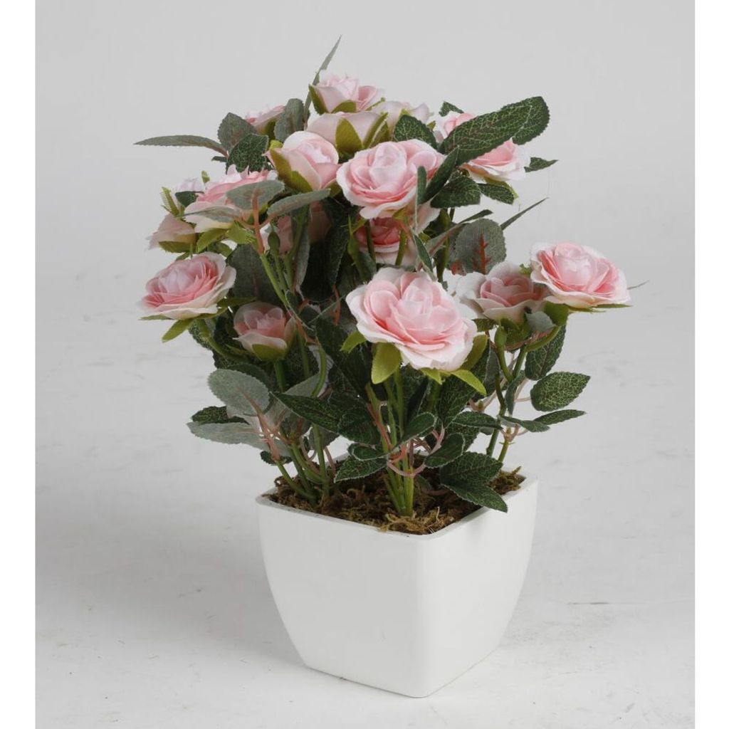 12x Künstliche Rose Topf Kunstpflanze Blumen Innendekoration Wohnzimmer Hochzeit
