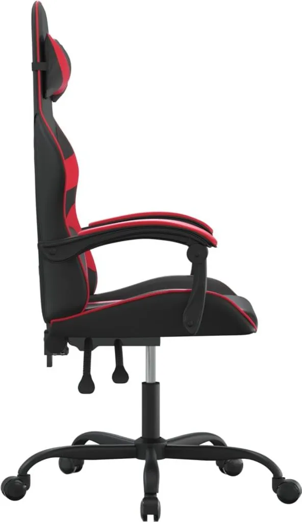 vidaXL Sedia da gioco girevole in ecopelle nera e rossa - 4