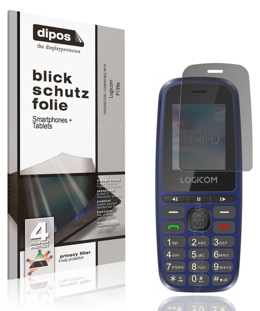 Blickschutzfolie für Logicom P199e matt Schutzfolie Folie Display Schutz dipos