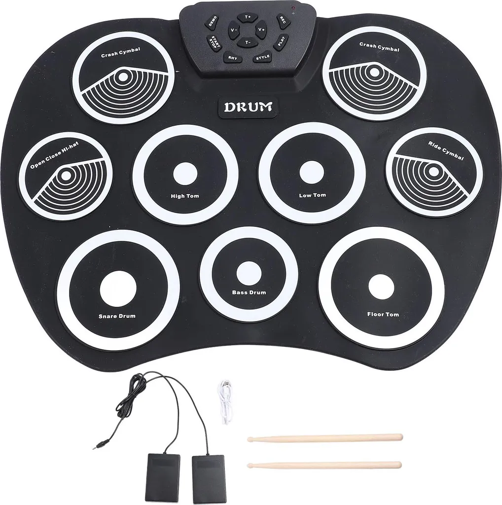 Batterie enroulable portable 9 pads en silicone pour entraînement et loisir