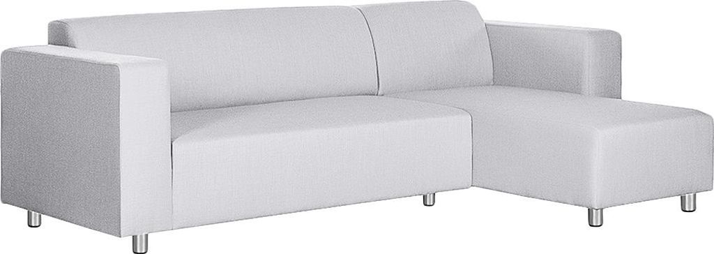 home24 Ecksofa mit Longchair davorstehend Rechts - Webstoff - Grau