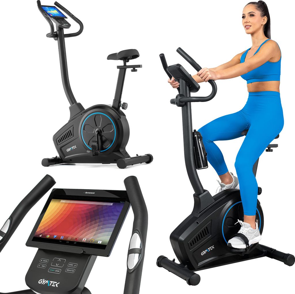 Gymtek Magnetischer Heimtrainer, Fahrrad für Zuhause - bis 150kg - 16 Widerstandsstufen, 9kg Schwungmasse - LCD Display - für Home Gym Fitness