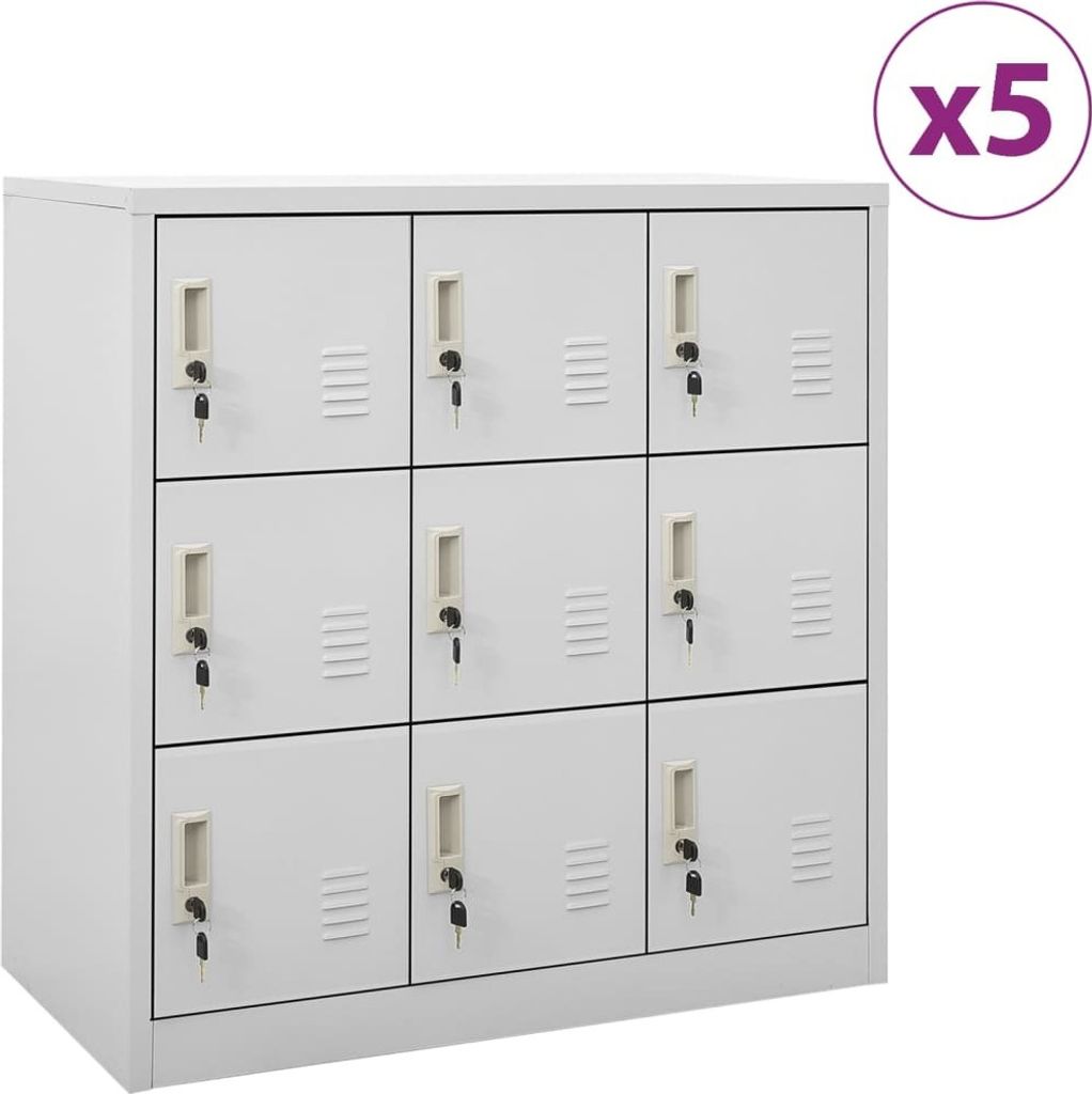 "2026 Aktion"Schließfachschränke 5er set - Hellgrau 90x45x92,5cm Stahl NEU896470 - Kommoden