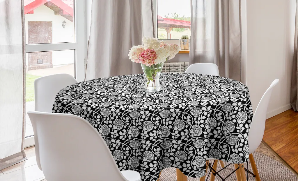 ABAKUHAUS Tovaglia Rotonda 150cm con Rose e Edera per Sala da Pranzo