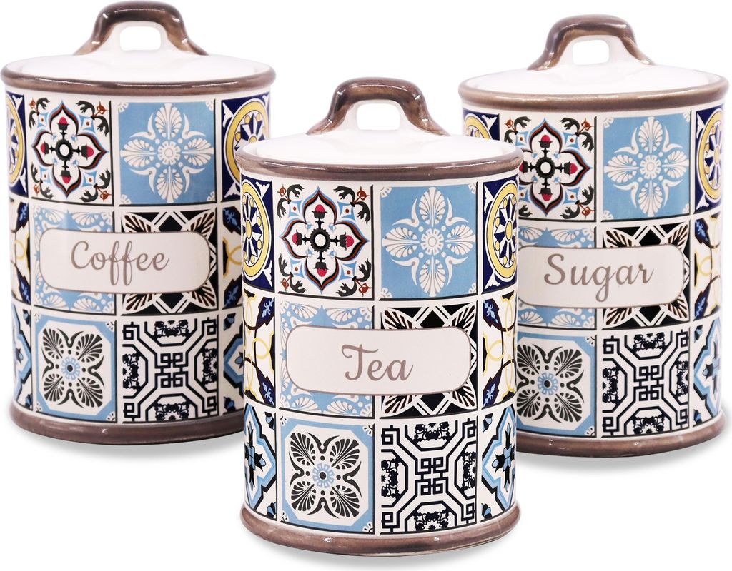 Set mit 3 Keramikbehältern für Kaffee, Tee und Zucker Produktbild 