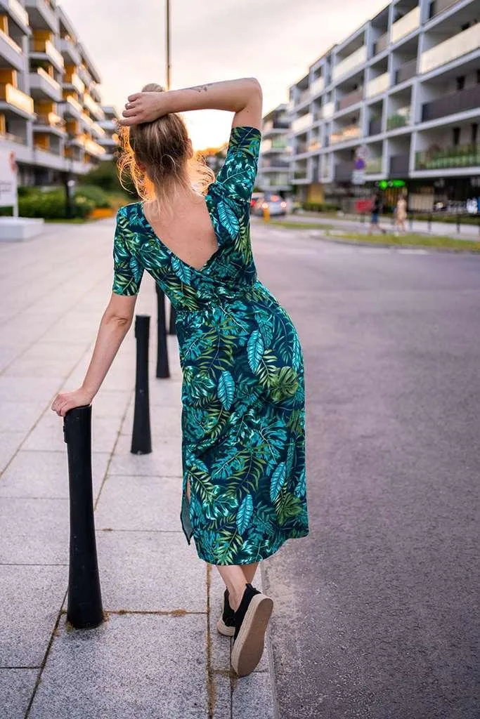 Robe allaitement Two Ways réversible longue vert et bleu taille S chic - 3