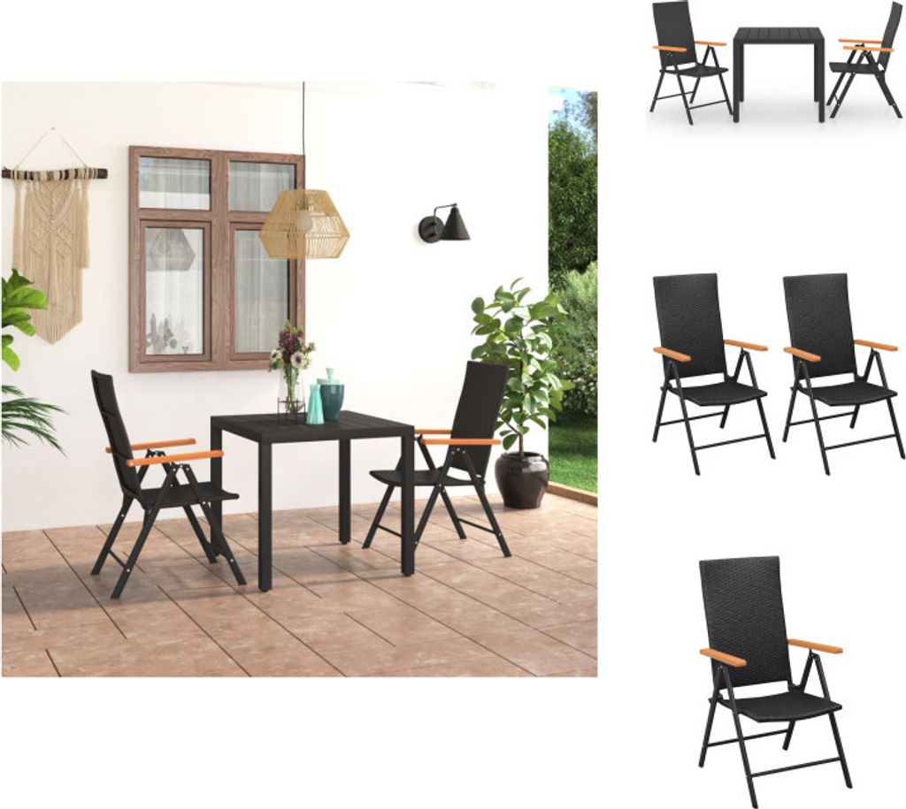vidaXL 3-tlg. Garten-Essgruppe Schwarz und Braun - Gartenmöbel-Sets