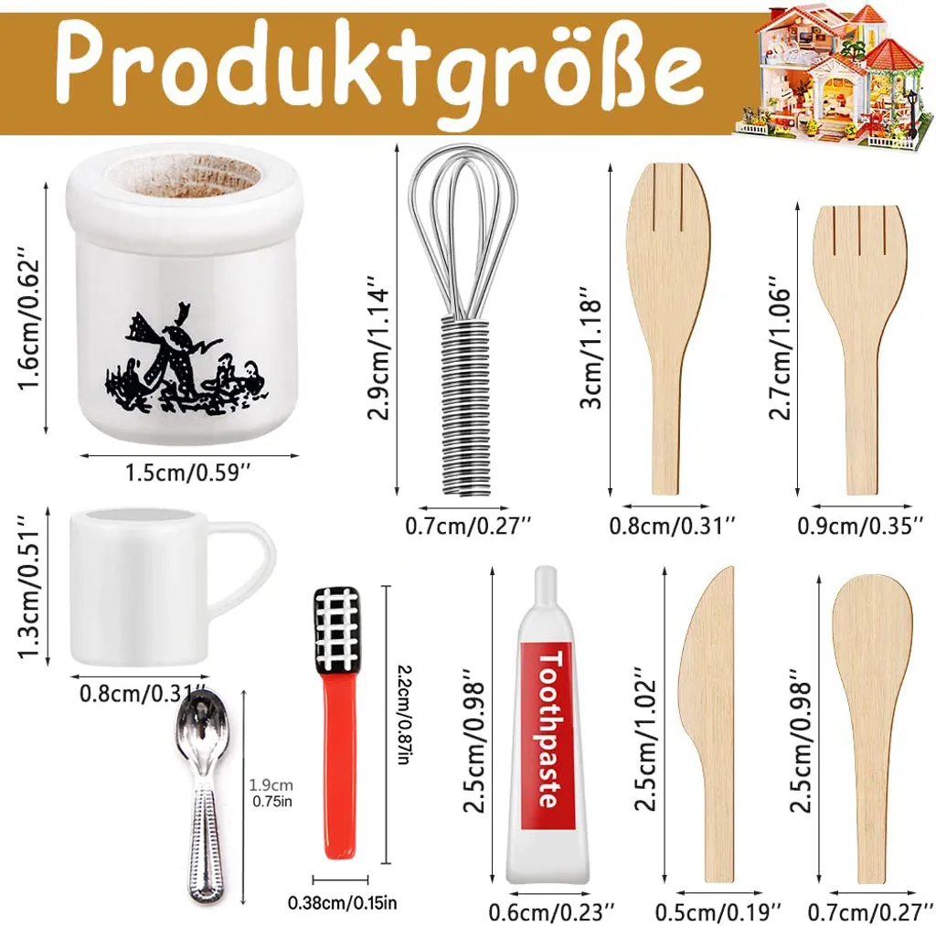 Melody Jane Puppenhaus-Besteck – 12-teiliges Set, Weiß, Maßstab 1:12