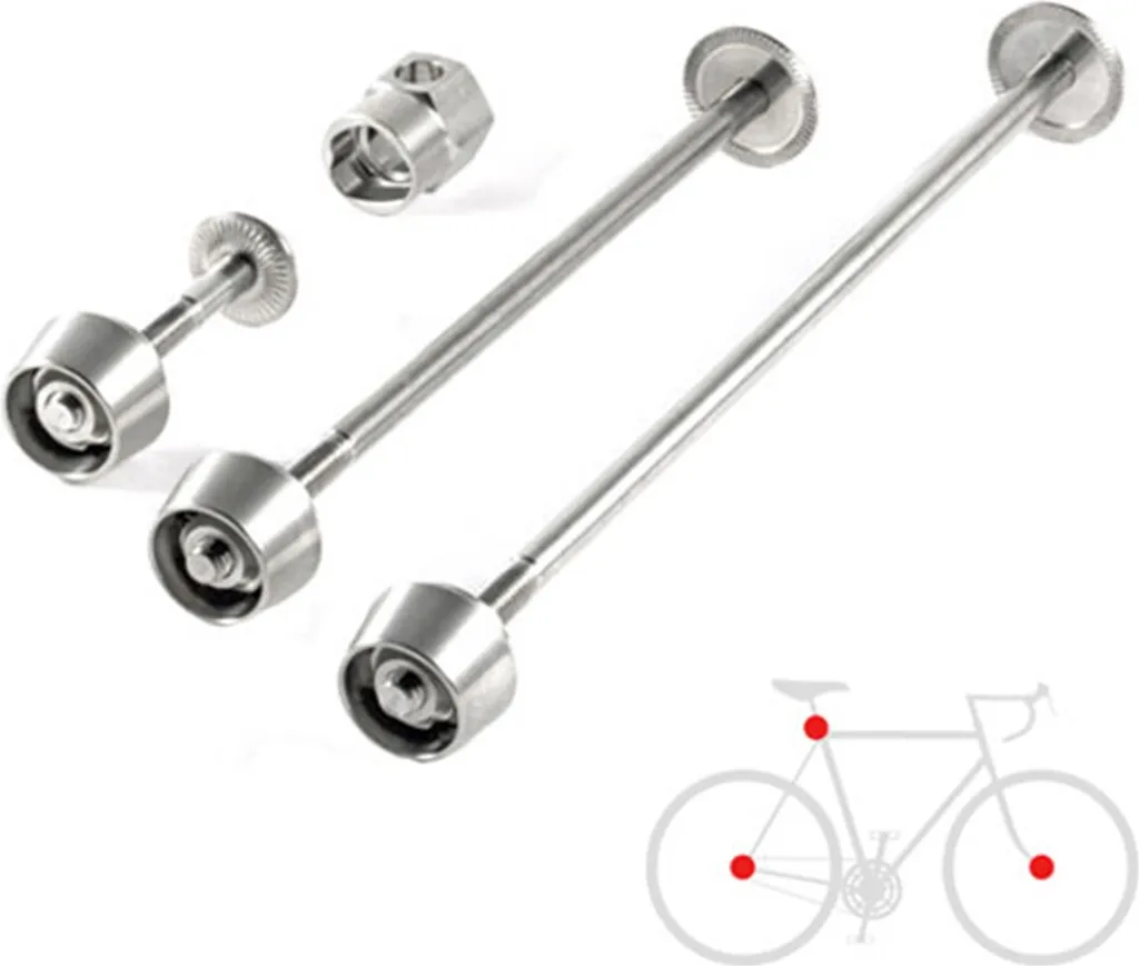 Kit Antivol Vélo pour Roues et Selle Pitlock Set 02 en Inox Argenté