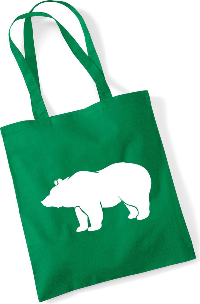 Huuraa Jutebeutel Bär Silhouette 10 Liter Kelly Green Baumwolle Tasche Geschenkidee