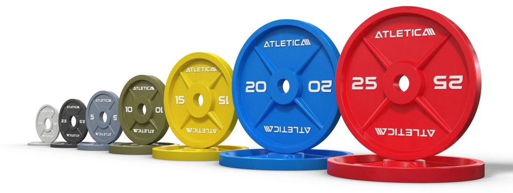 ATLETICA Color Iron Plates SET | 157.5kg | Optischer Hingucker in deinem Home Gym I Eisen ist sehr langlebig I Praktische Griffmulden für einfache...