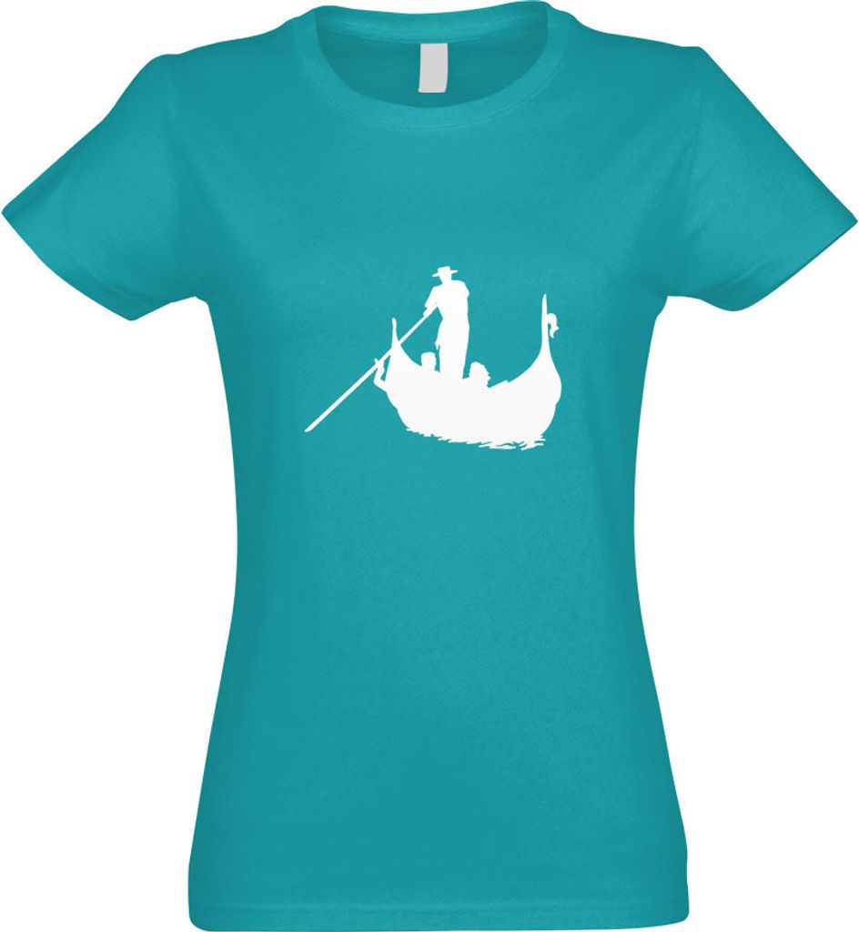 Kiwistar - T-Shirt tailliert - Damen - türkis - Gondel Venedig Gondola - mit Motiv Bedruckt - Funshirt Design - Sport - Freizeit - Damen - L