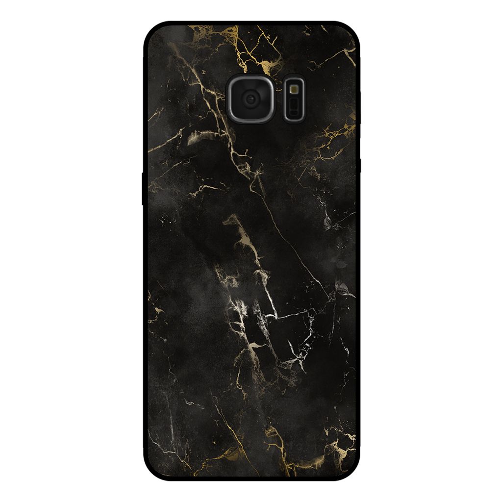 Smartphonica Handytasche für Samsung Galaxy S7 mit Marmordruck - TPU Rückseite Fall Marmor Design - Schwarz