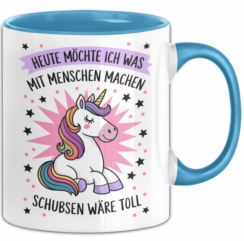 Sarkasmus Sarkastisch Tasse Geschenk Lustige Geschenkidee Spruch Heute Möchte Ich Was Mit Menschen Machen (Blau)